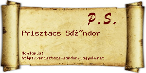 Prisztacs Sándor névjegykártya